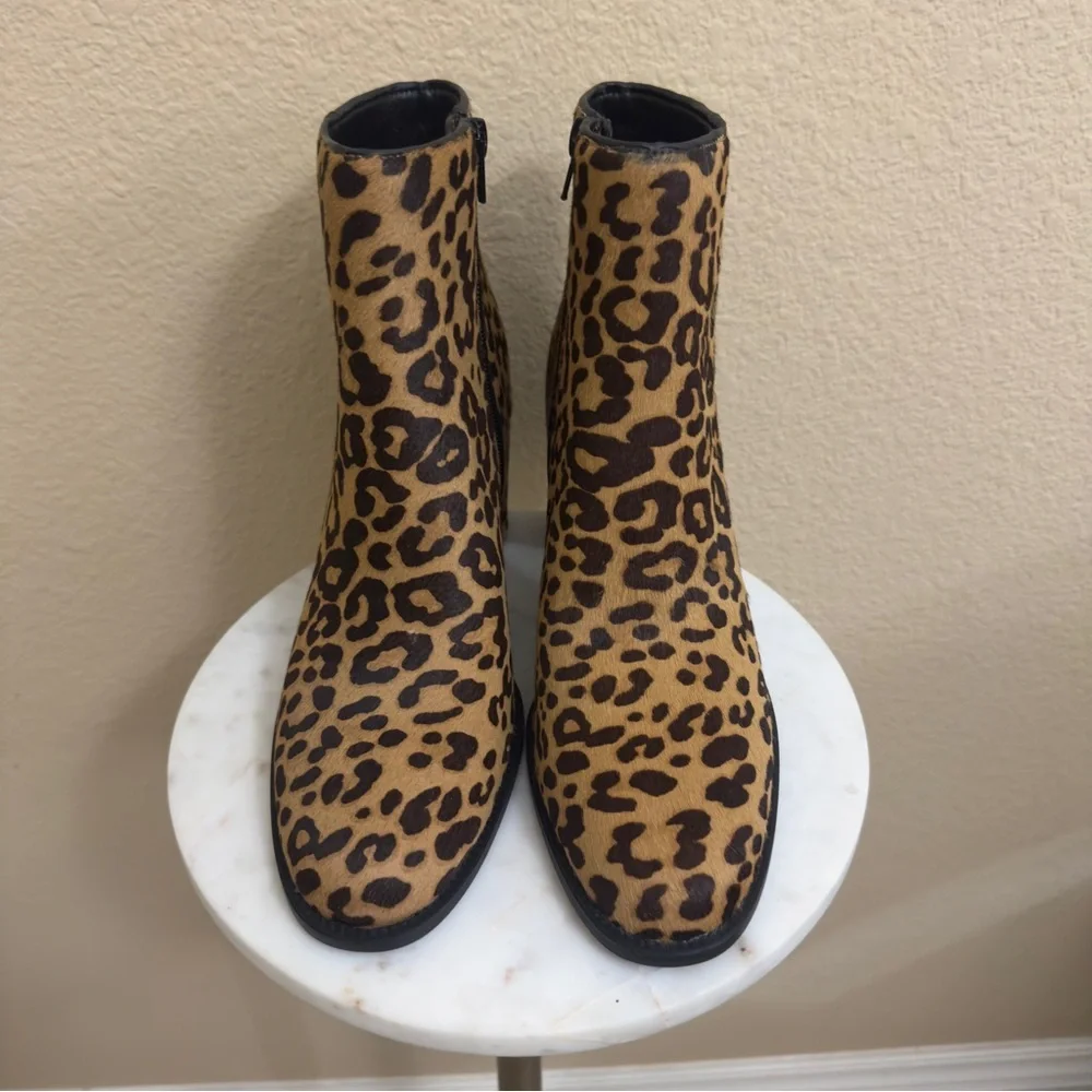 NEW Women STEVE MADDEN Jozie Leopard Print upper fur leather ankle bootie Sz 8.5